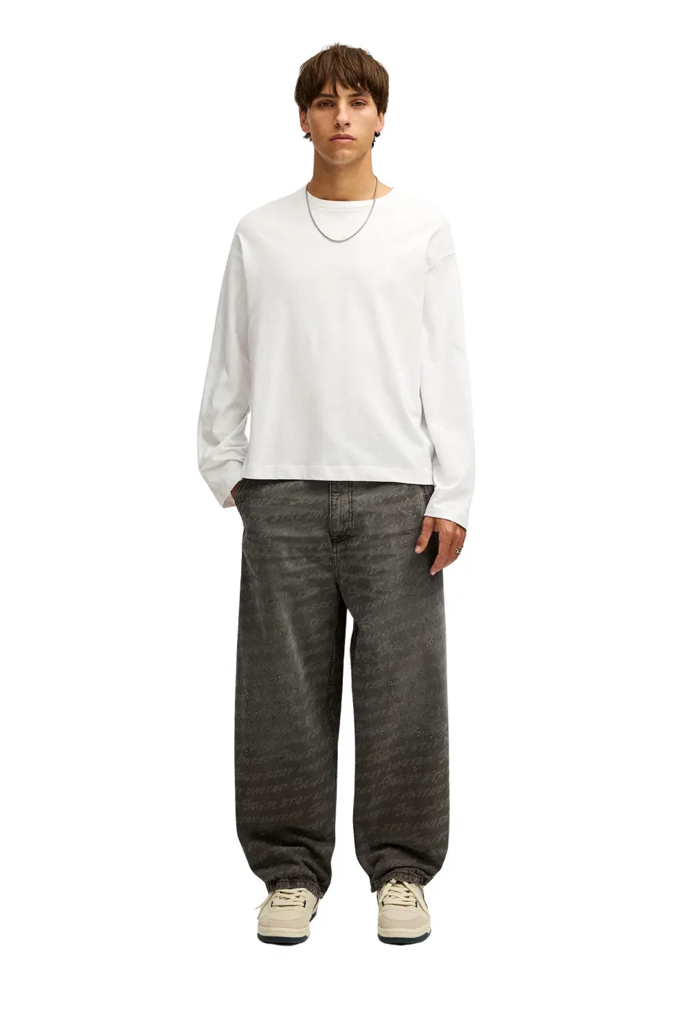 Laser print skater jeans