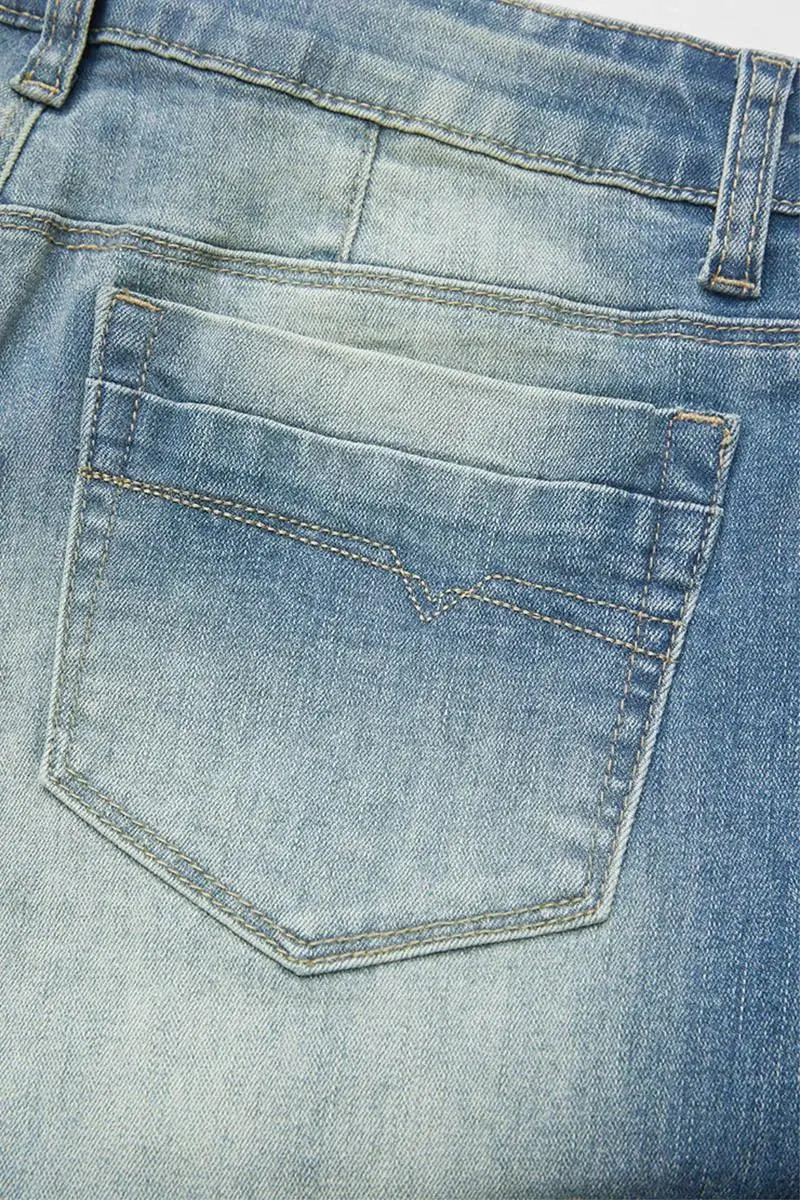 Slant Pocket Raw Hem Low Waist Flare Jeans