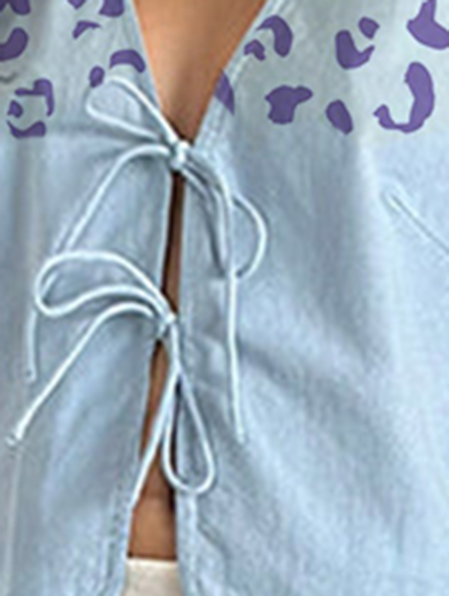 Nantucket Blue Tie Front Top
