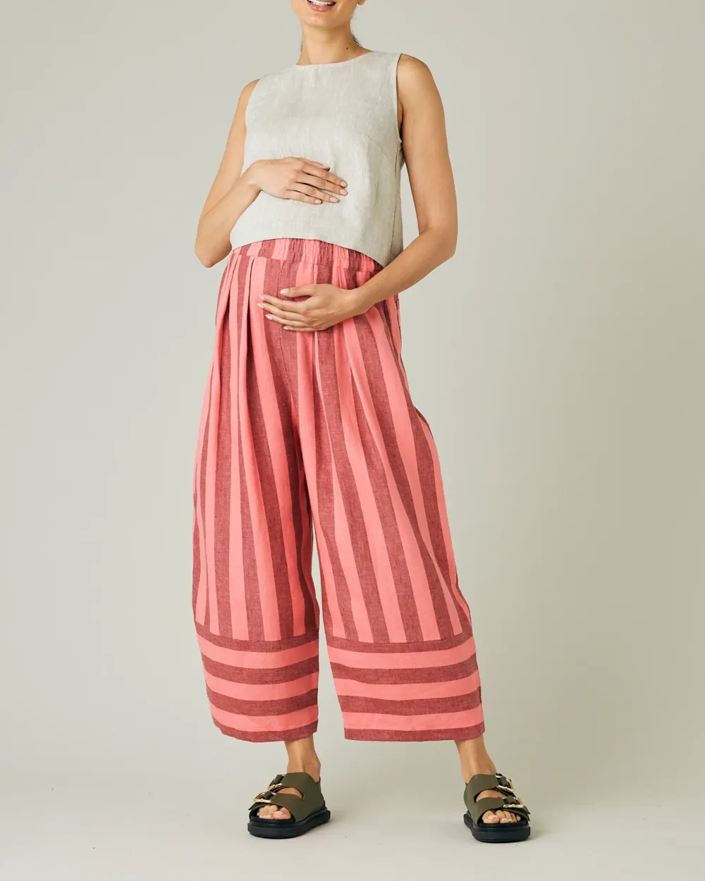 BLUSH STRIPE LINEN TROUSERS