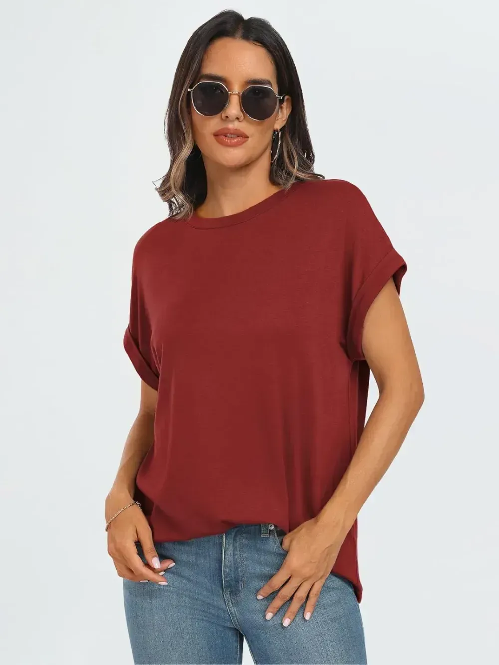 AUTOMET Women Tops Casual Basic T Shirts Loose Fit Crewneck Short Sleeve Summer Outfits