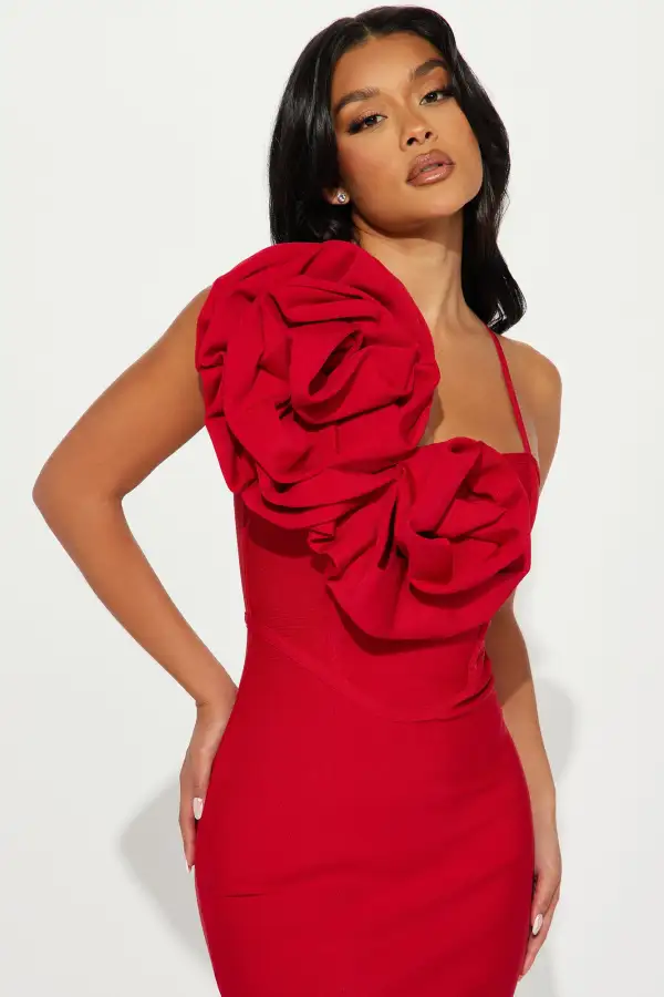 Mary Bandage Midi Dress - Red