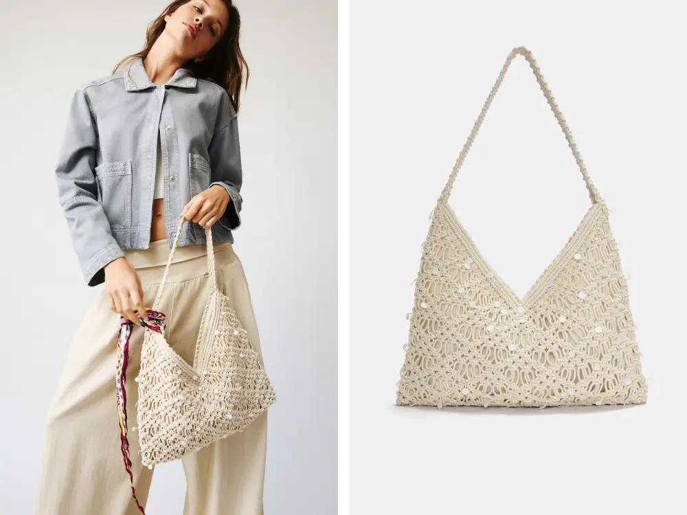 Bolso shopper crochet lentejuelas