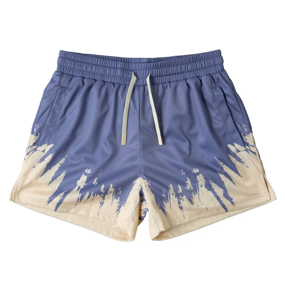 MUAY THAI SHORTS (MID THIGH CUT) SHATTER - LILAC/ CREAM
