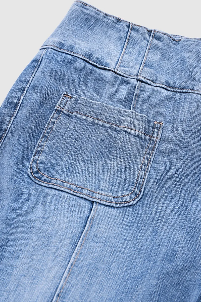Vintage Button Fly High Waist Straight Leg Jeans