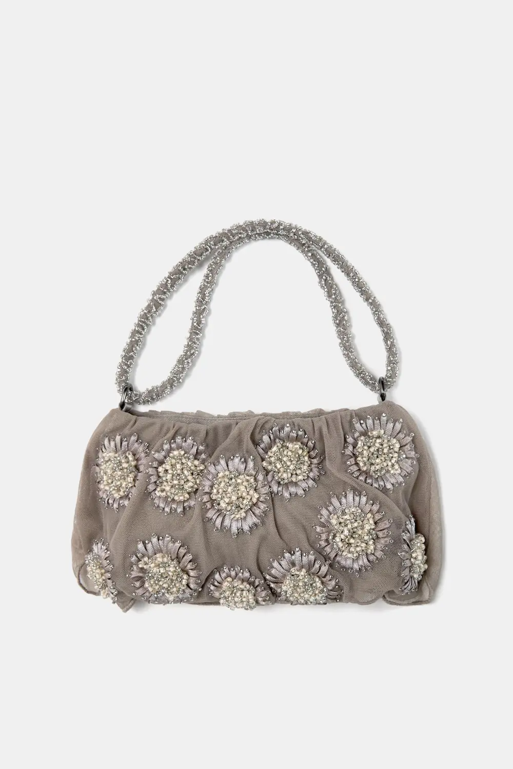 Bolso de hombro flores adornos