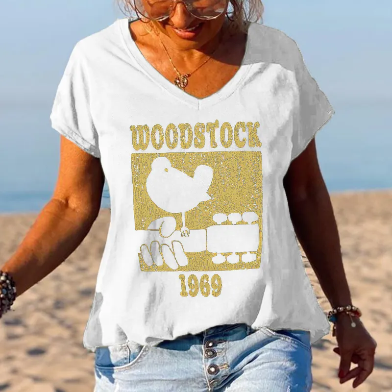 Bird And Guitar Music Woodstock Women Tees