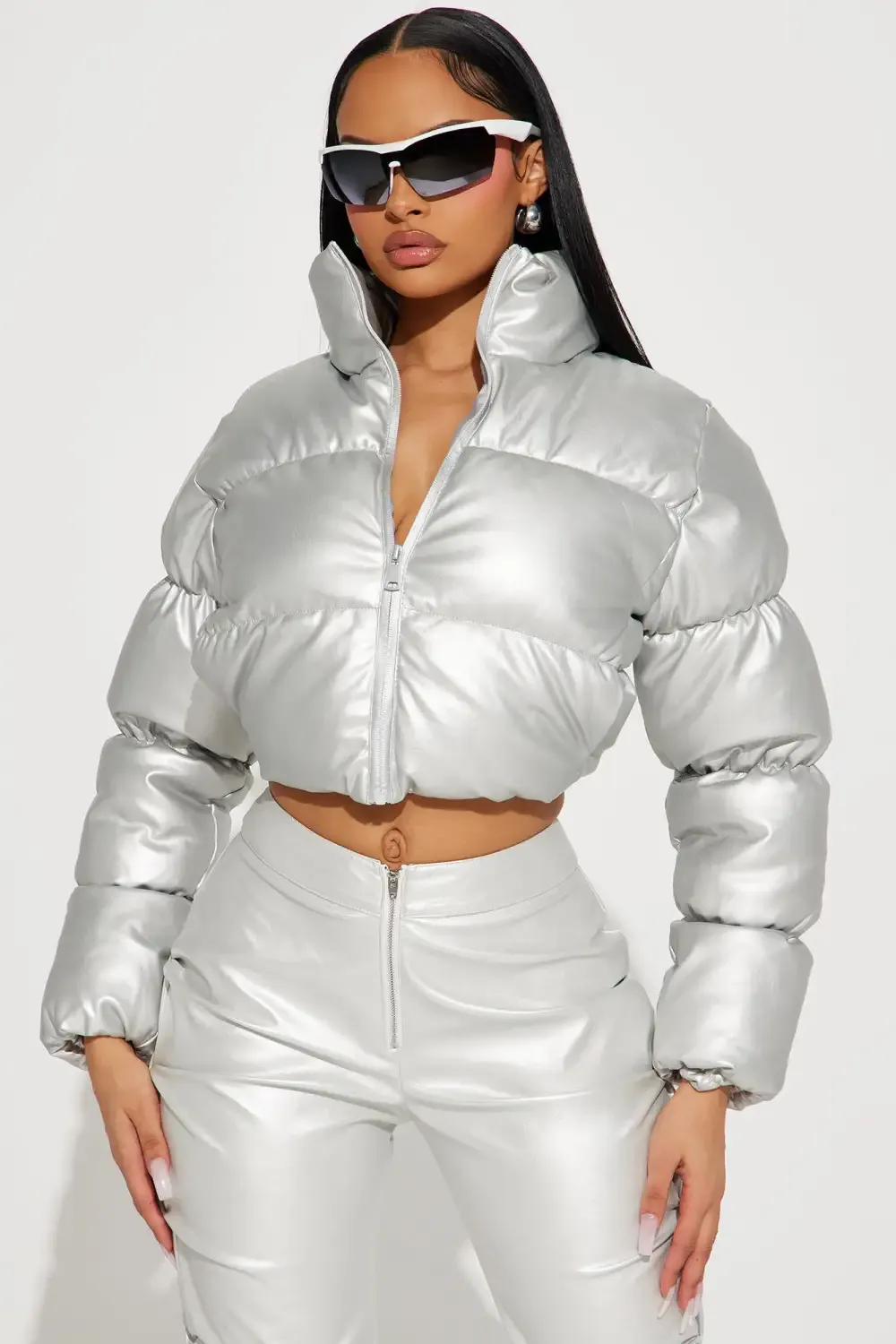 One And Only Quilted Puffer Jacket - Silver