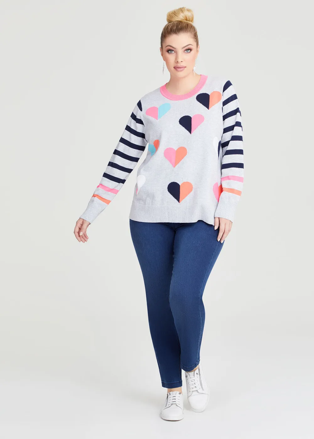 Stripe Love Heart Jumper