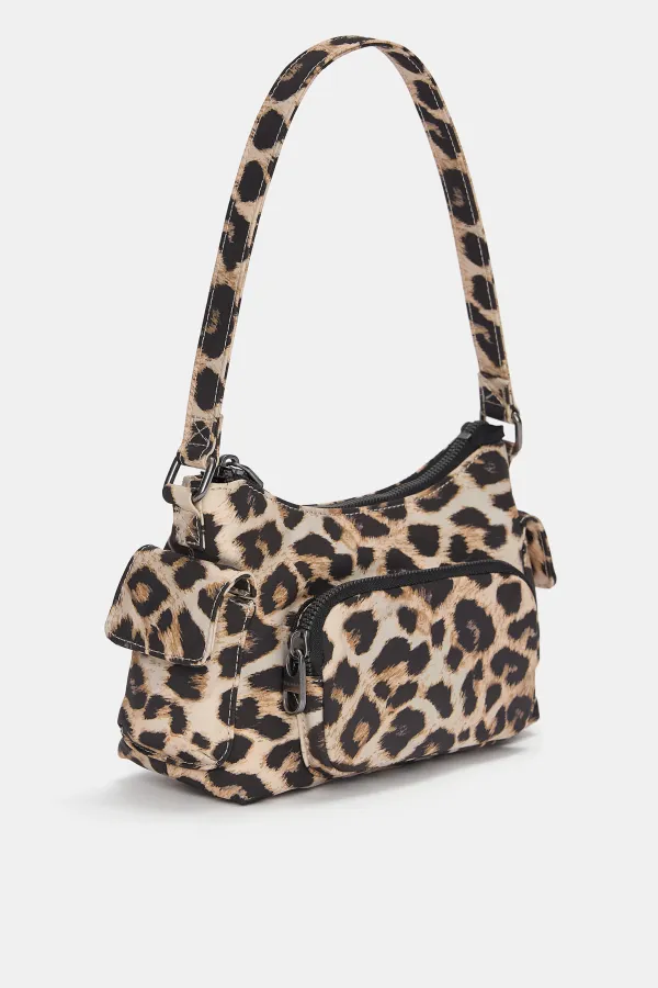 Bolso de hombro leopardo nylon