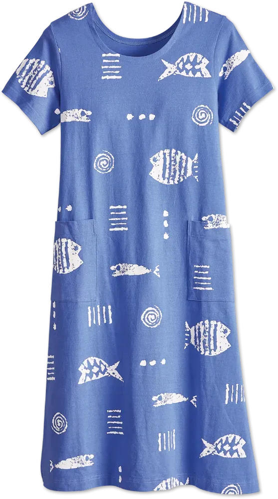 M.MAC Rock Fish Cotton Knit Mid-Length Dress With Pockets