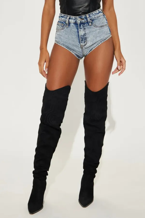 Too Hot Cheeky Denim Shorts - Light Wash