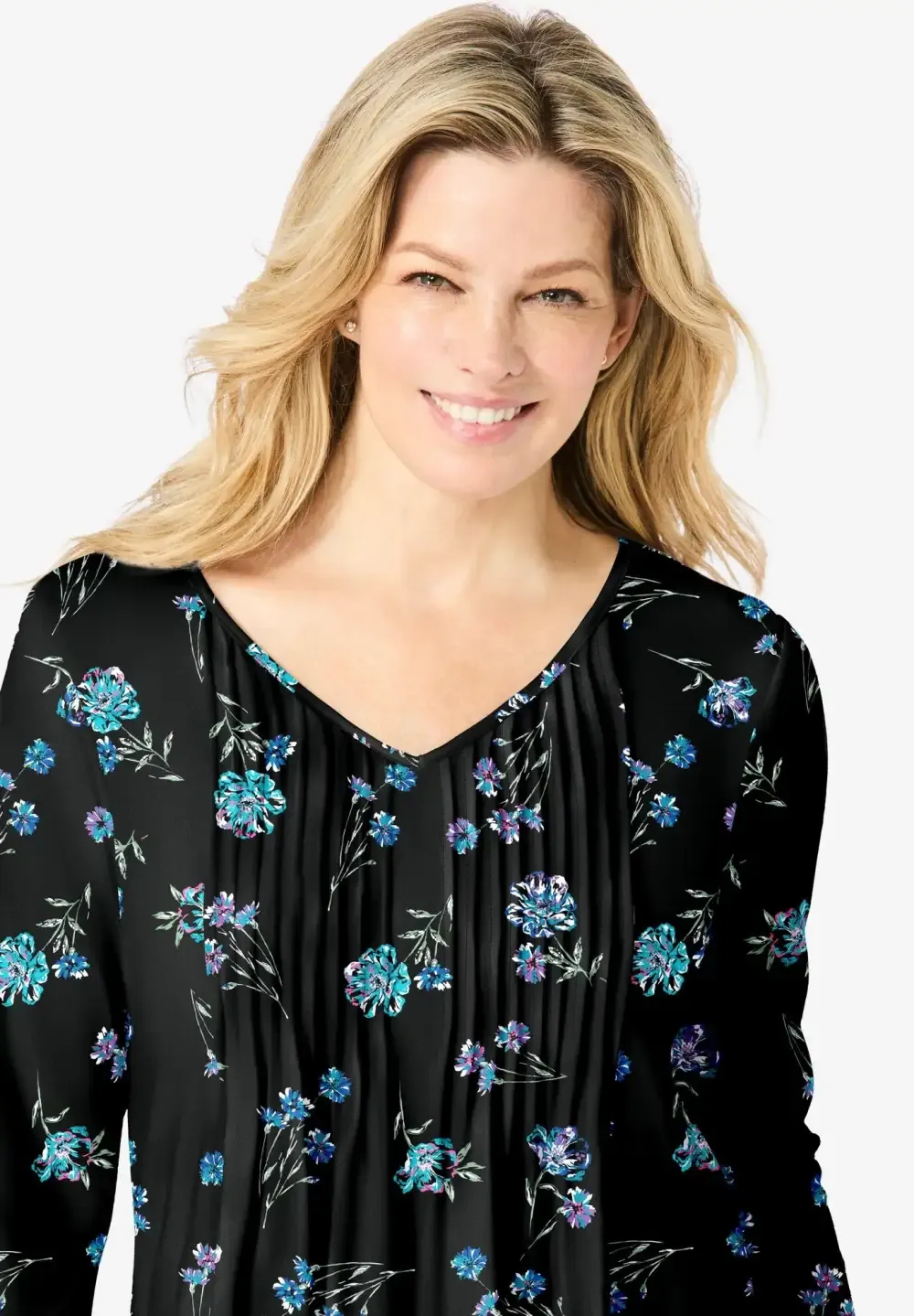 V-Neck Pintucked Tunic