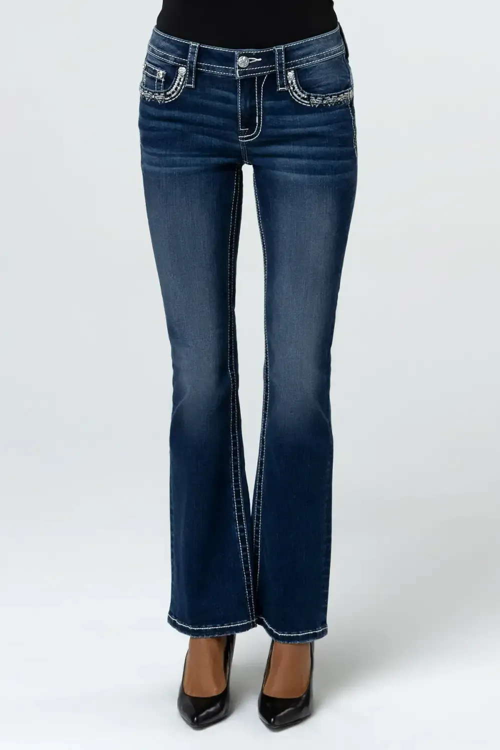 Graphite Stitched Bootcut Jeans