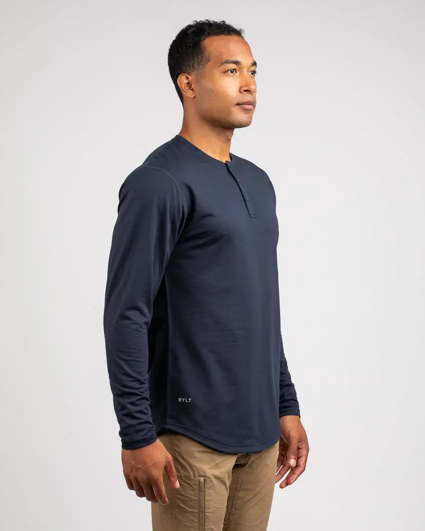 Henley Drop-Cut Long Sleeve: Bylt Signature