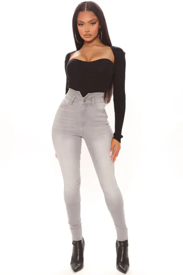 Thinking Of You Stretch Skinny Jeans - Grey