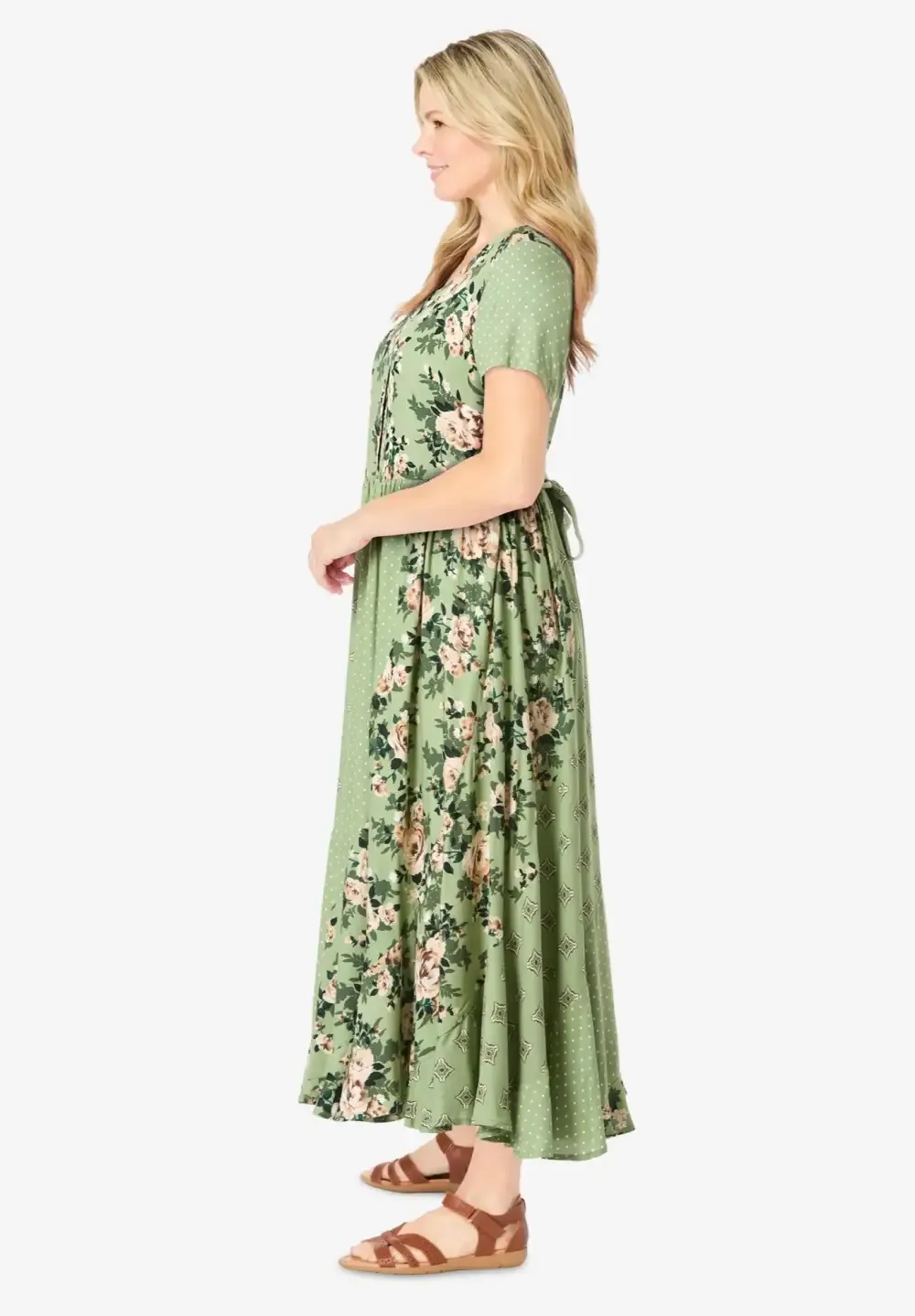 Mixed Print Maxi Dress
