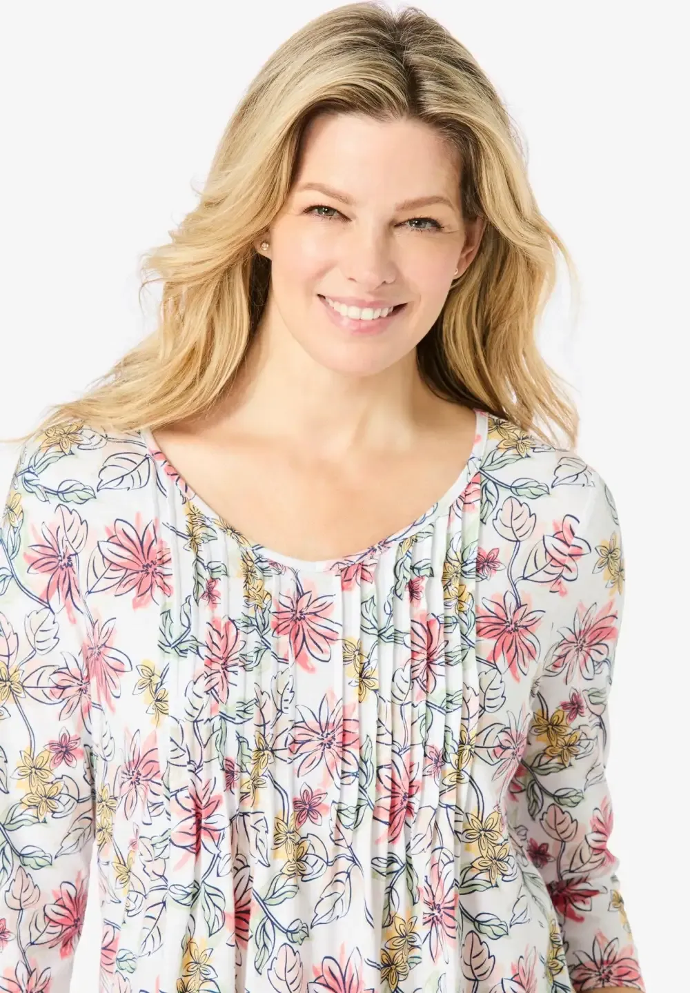V-Neck Pintucked Tunic