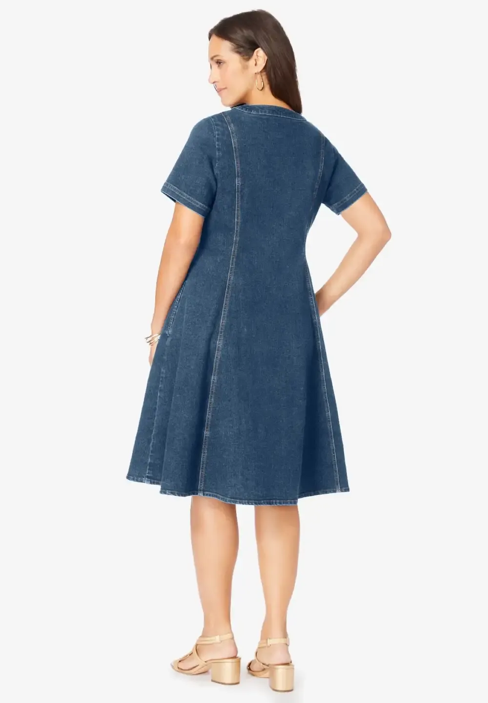 Button Front Denim Dress