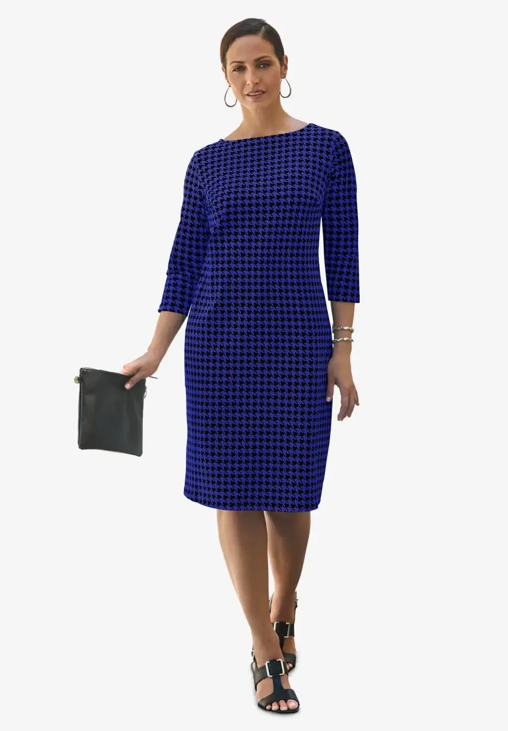 Stretch Cotton Boatneck Shift Dress