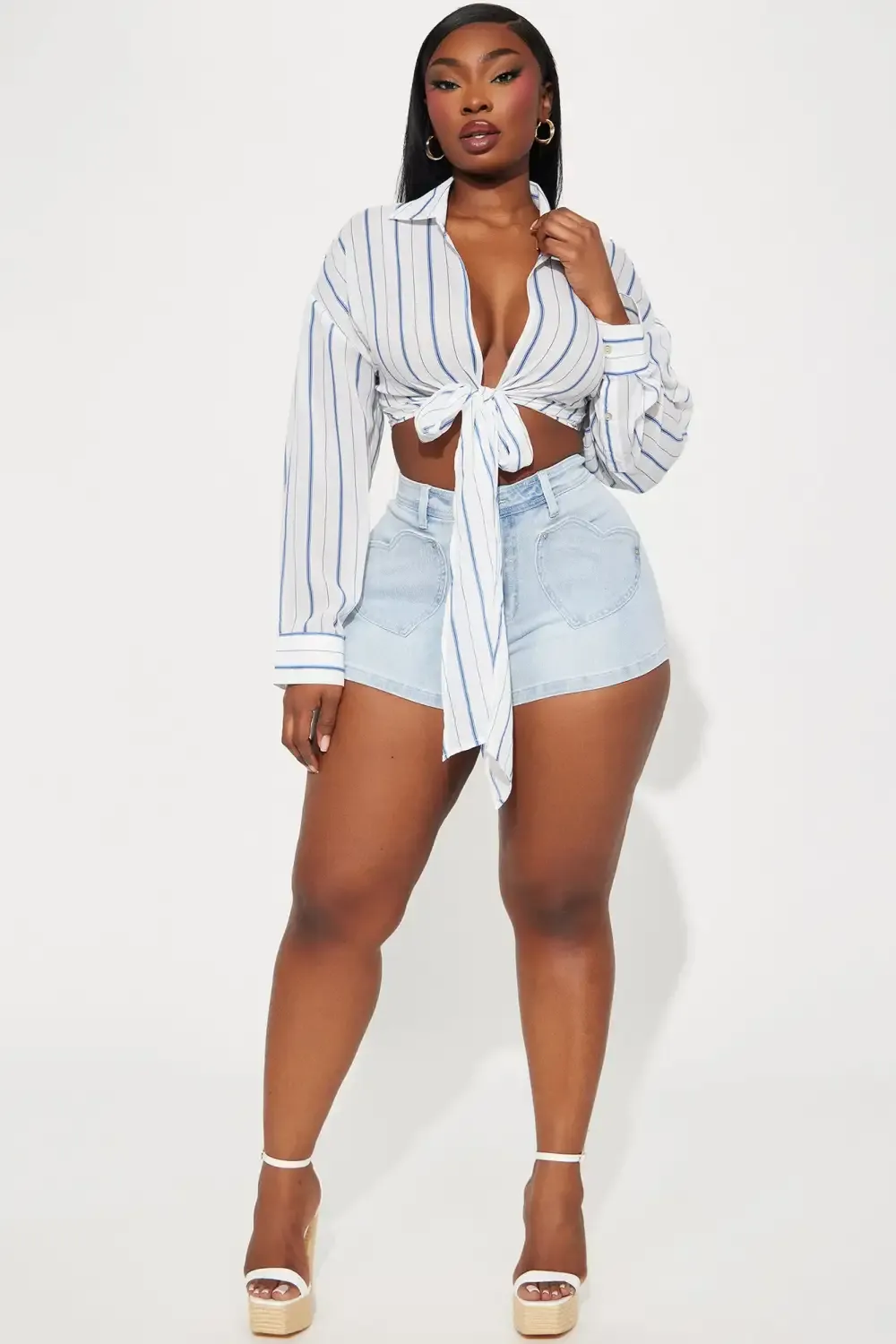 All My Heart Stretch Denim Shorts - Light Wash