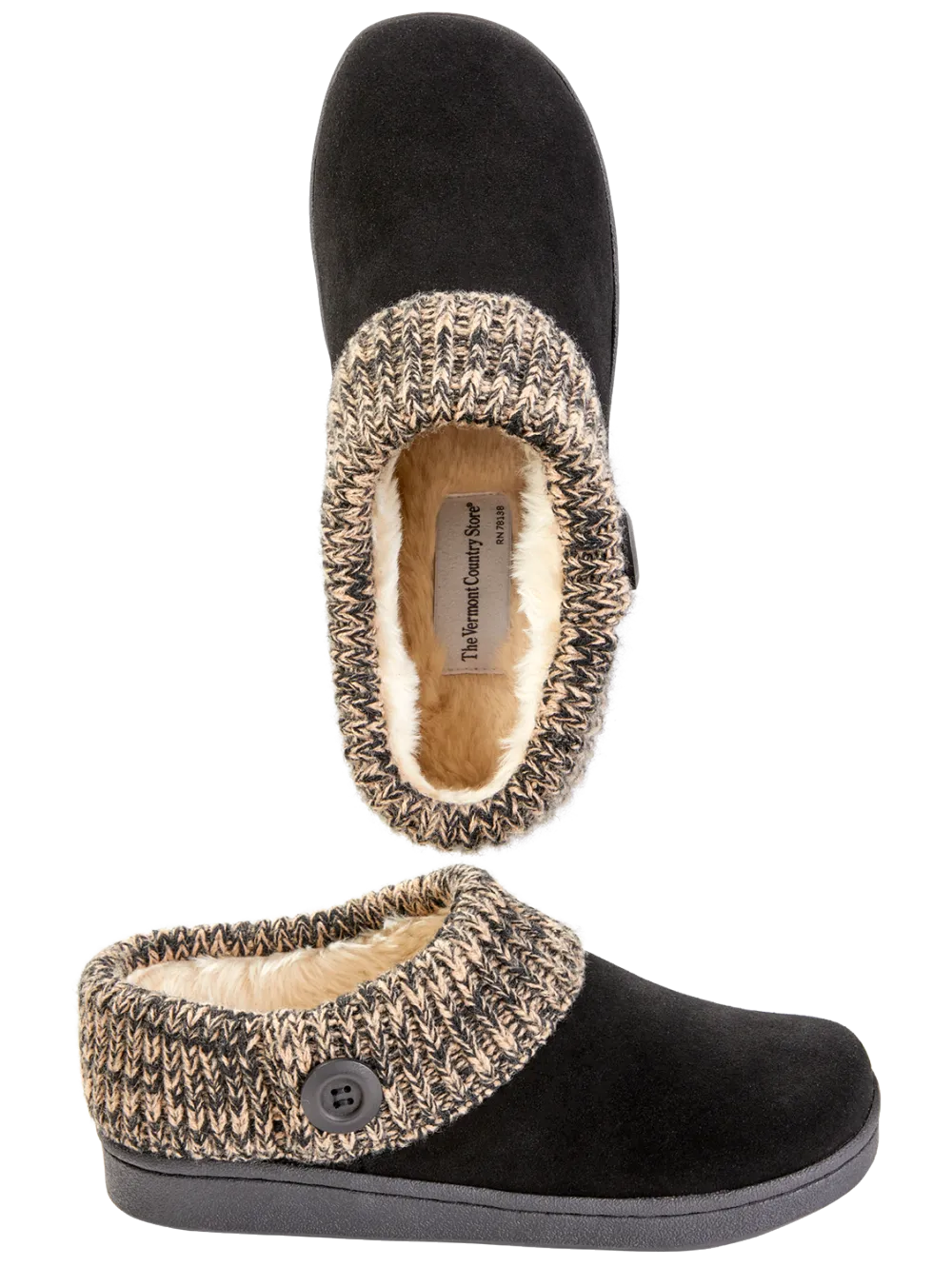 Women's Suede Slipper Clogs With Ragg Cuffs