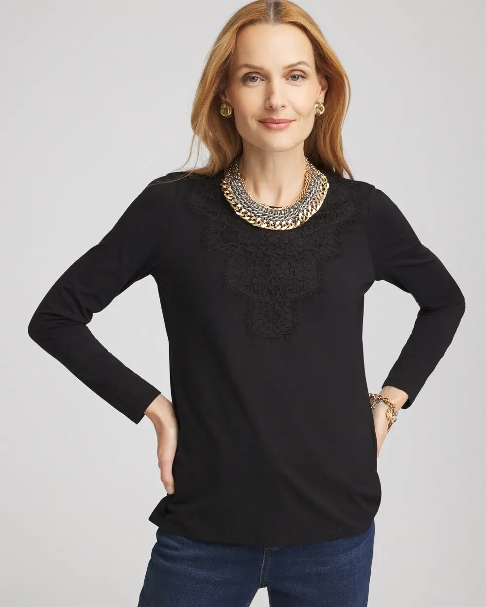 Touch of CoolTM Lace Neck Layering Tee