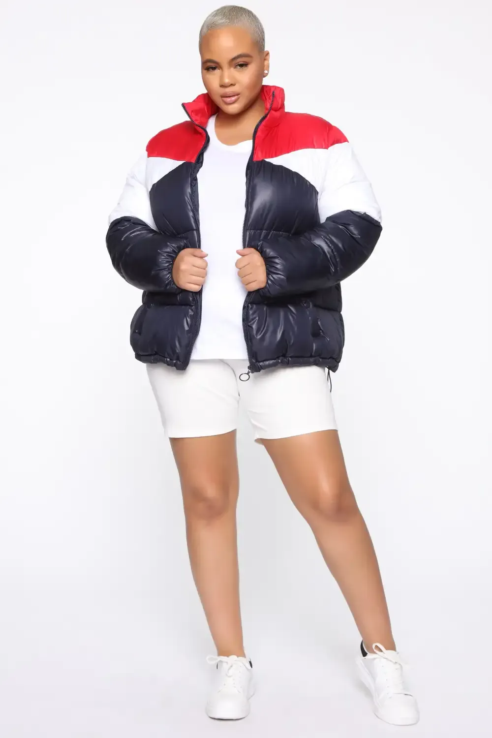 Rain Won't Stop Me Puffer Jacket - Navy/combo