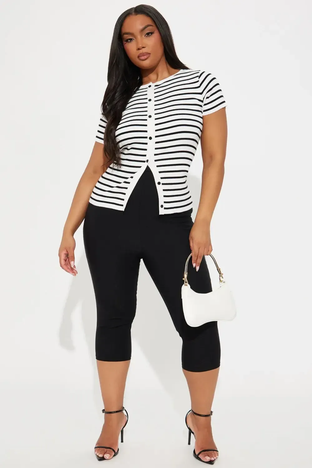 Zetta Striped Sweater Top - White/Black