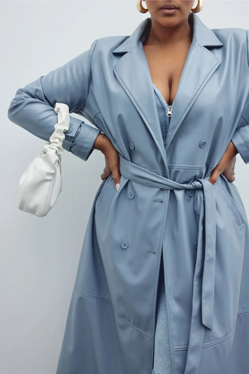 Last Nights Look Trench Coat - Slate Blue