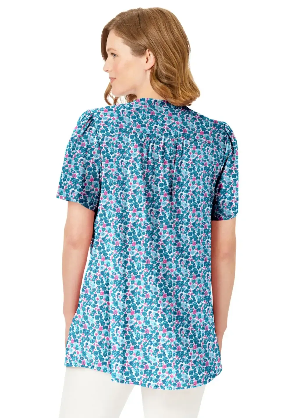 Pintucked Half-Button Tunic