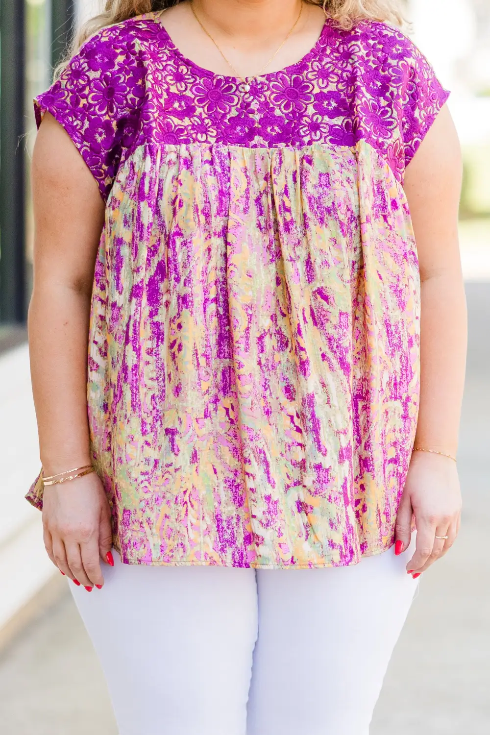 Cherry Blossom Trees Top, Magenta Multi