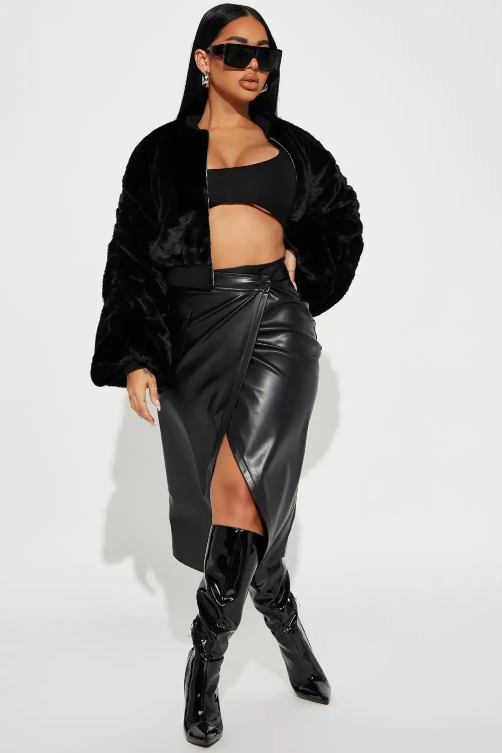 Fall For You Faux Fur Jacket - Black