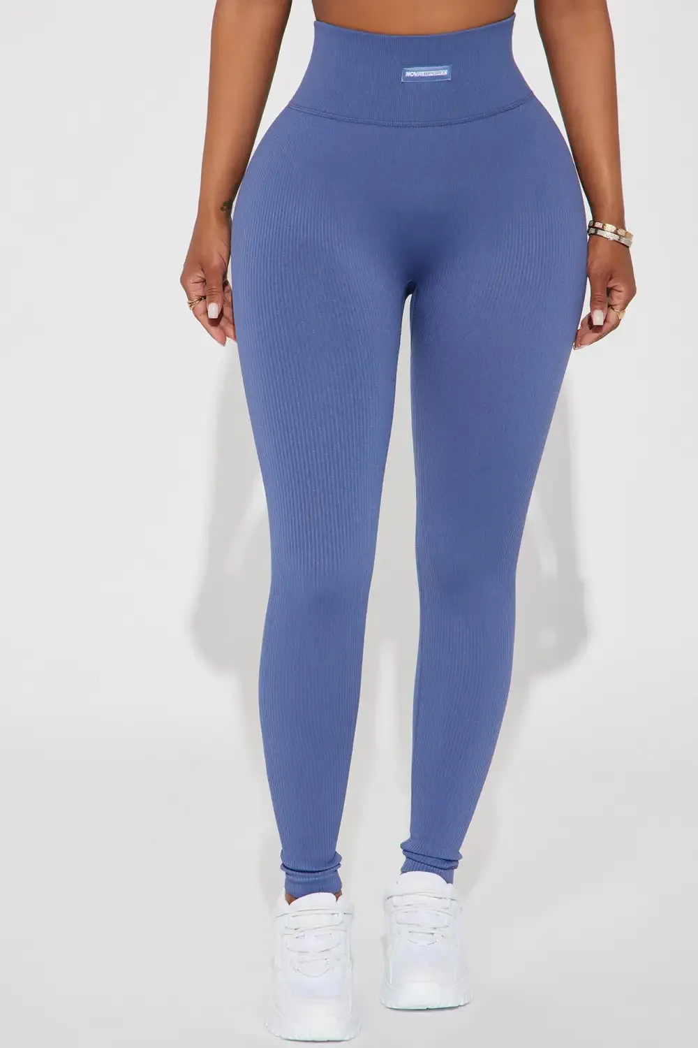 Fighter Ribbed Active Legging In Infinity Seamless - Slate Blue