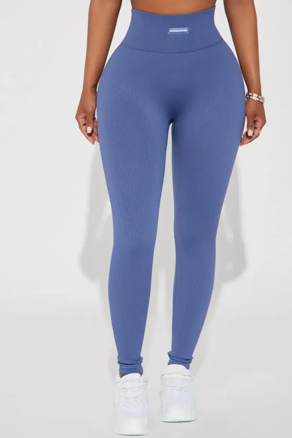 Fighter Ribbed Active Legging In Infinity Seamless - Slate Blue