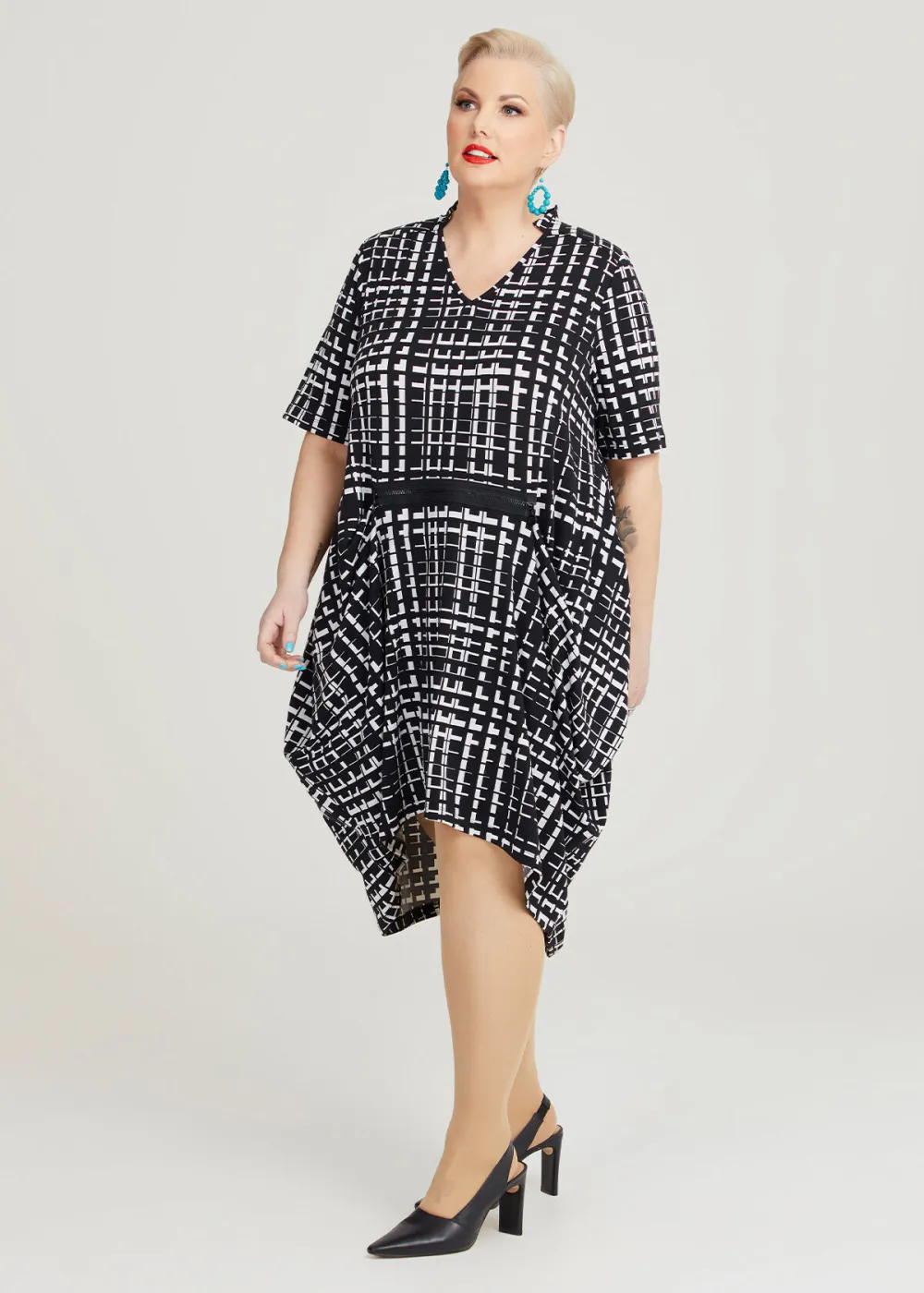 Check Luna Zip Detail Dress