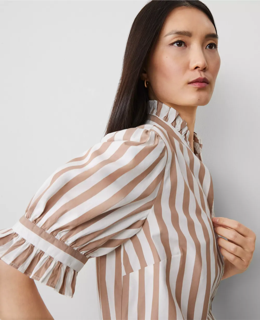 Striped Ruffle Collar Blouse