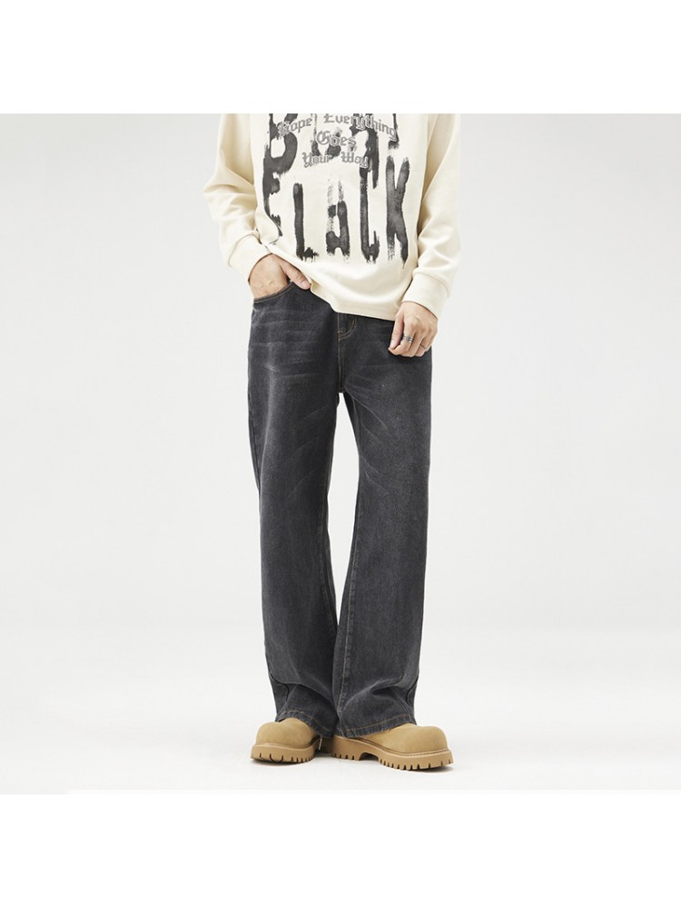 Washed Wide Leg Mid-rise Men's Jeans