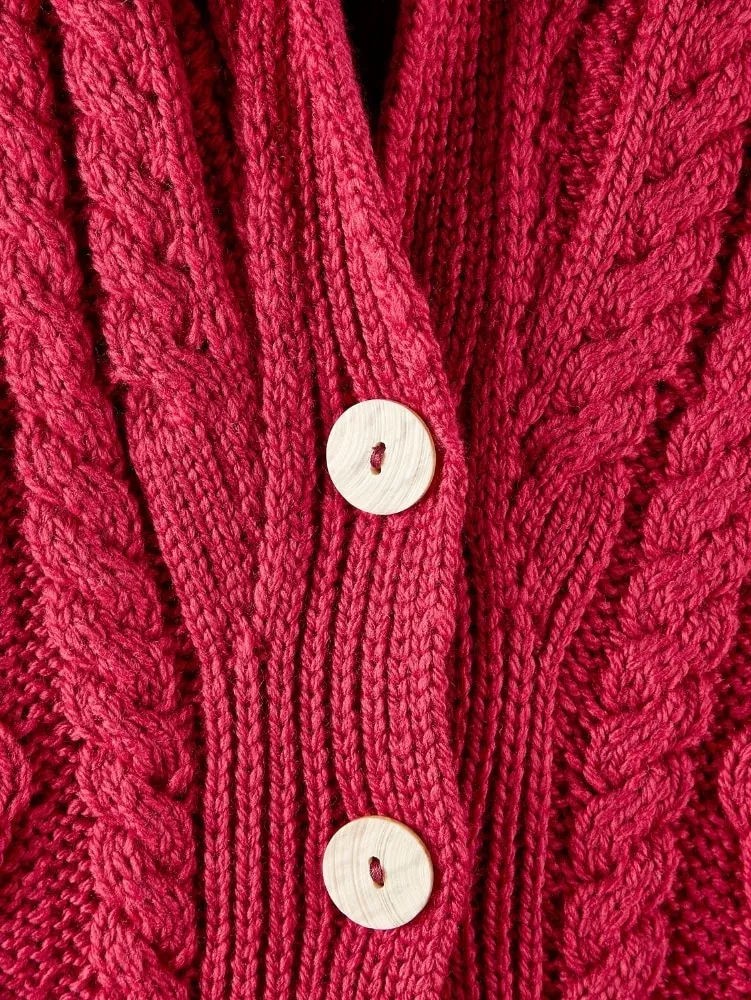 Women's Irish Supersoft Wool Shawl-Collar Cardigan