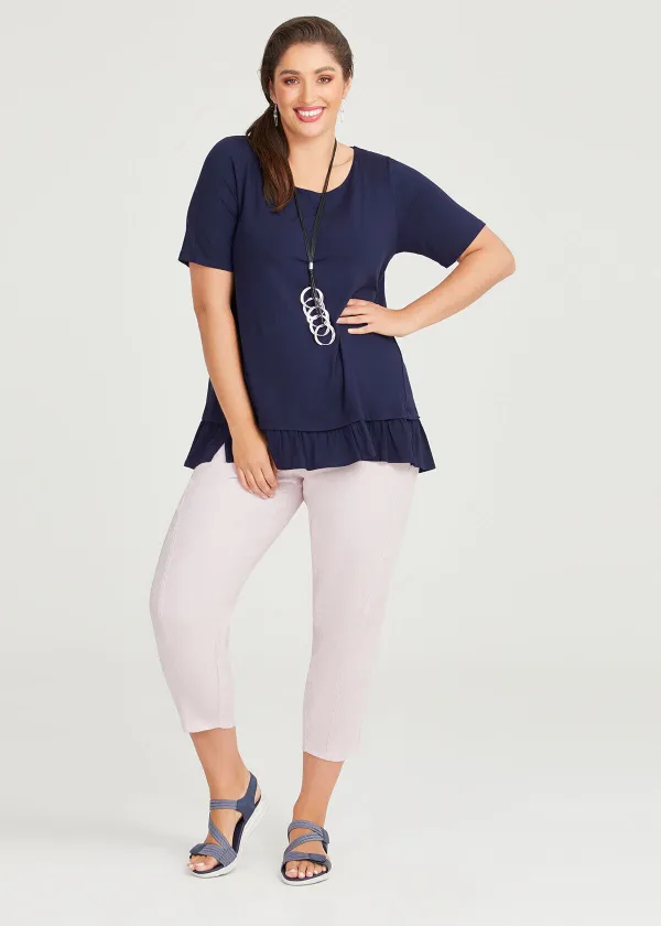 Natural Lena Frill Hem Top