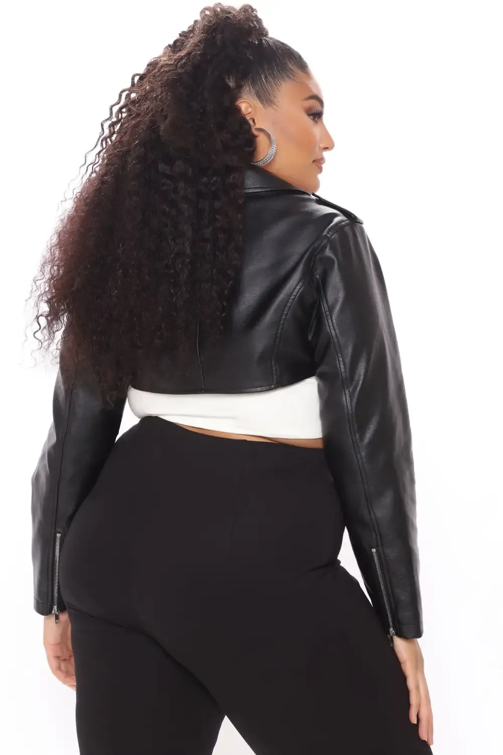 Pop It Crop It Faux Leather Jacket - Black