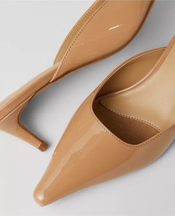 Patent Kitten Heel Mule Pumps