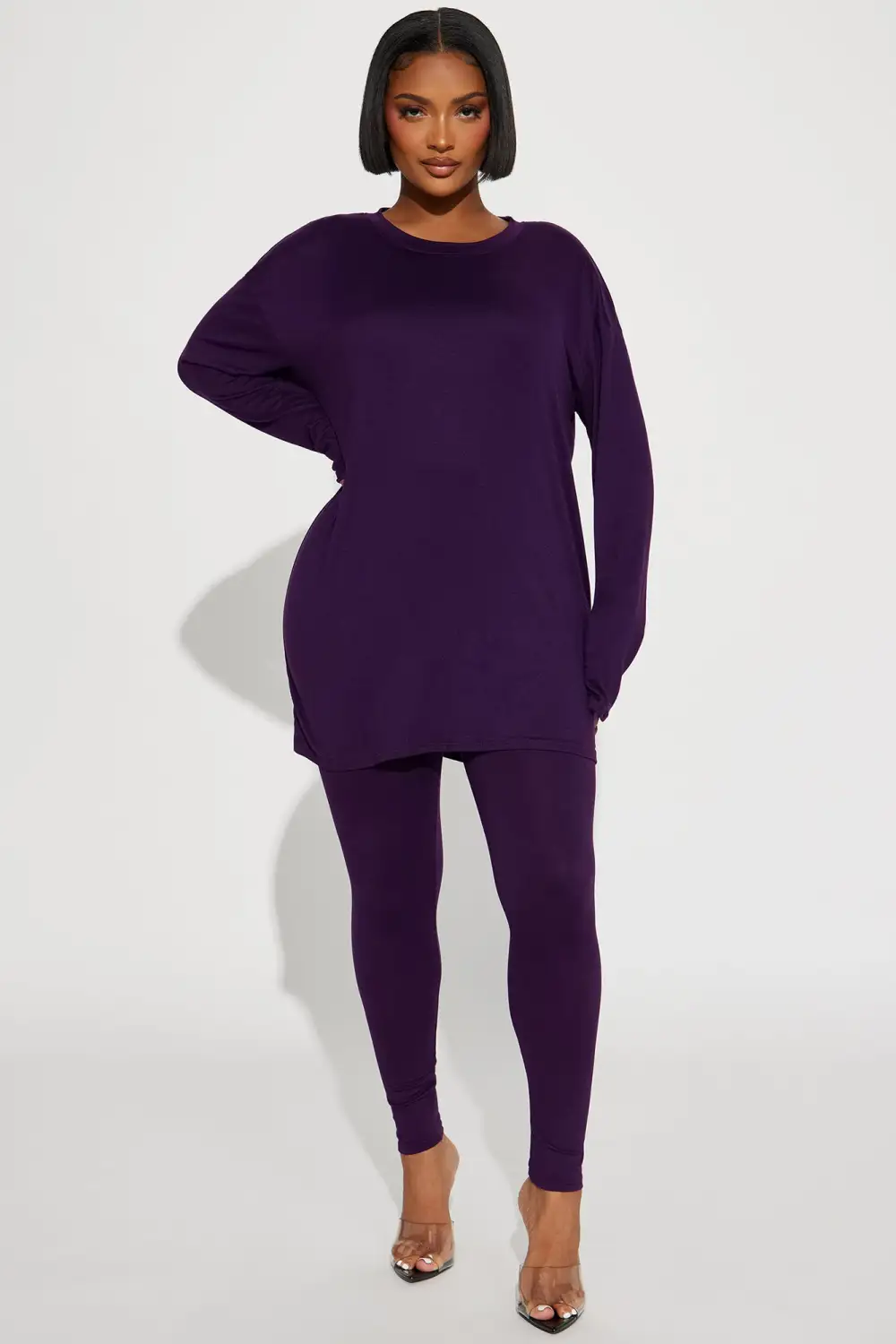 Weekend Vibes Long Sleeve Set - Eggplant