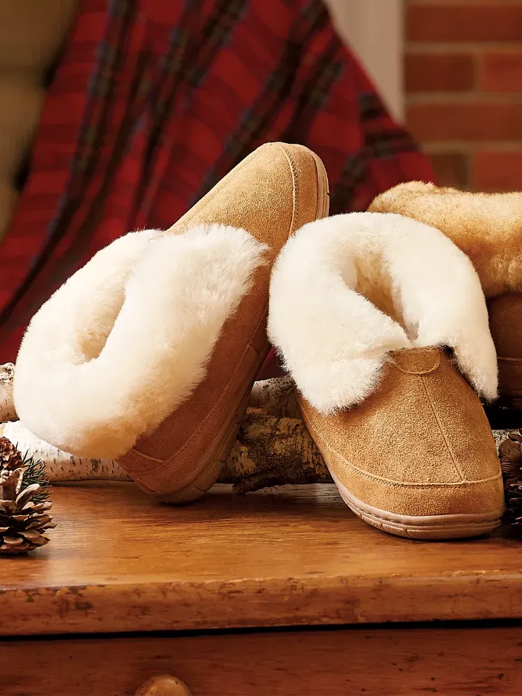 Women's Sheepskin Cuffed Bootie Slippers