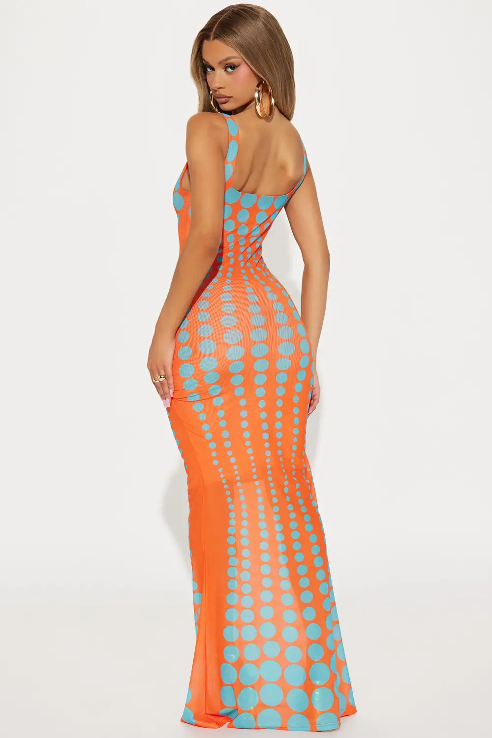 A Sight Mesh Maxi Dress - Orange