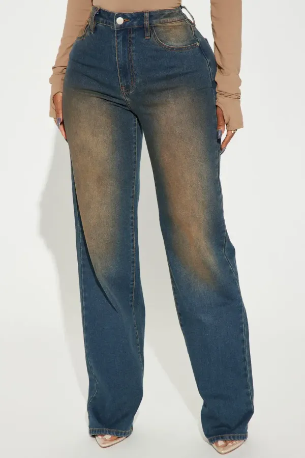 Thick Of It Tinted Straight Leg Jeans - Dark Wash