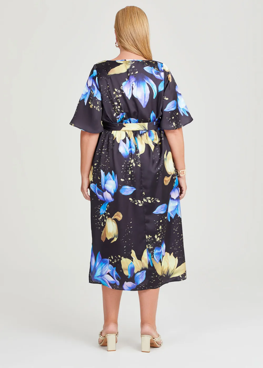 Midnight Bloom Satin Dress
