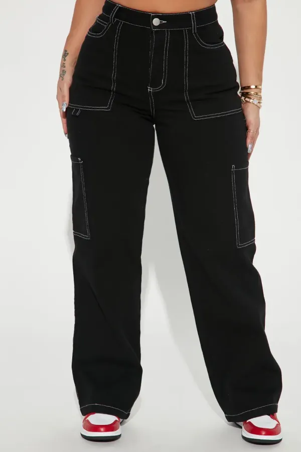 Take A Risk High Rise Utility Jean - Black