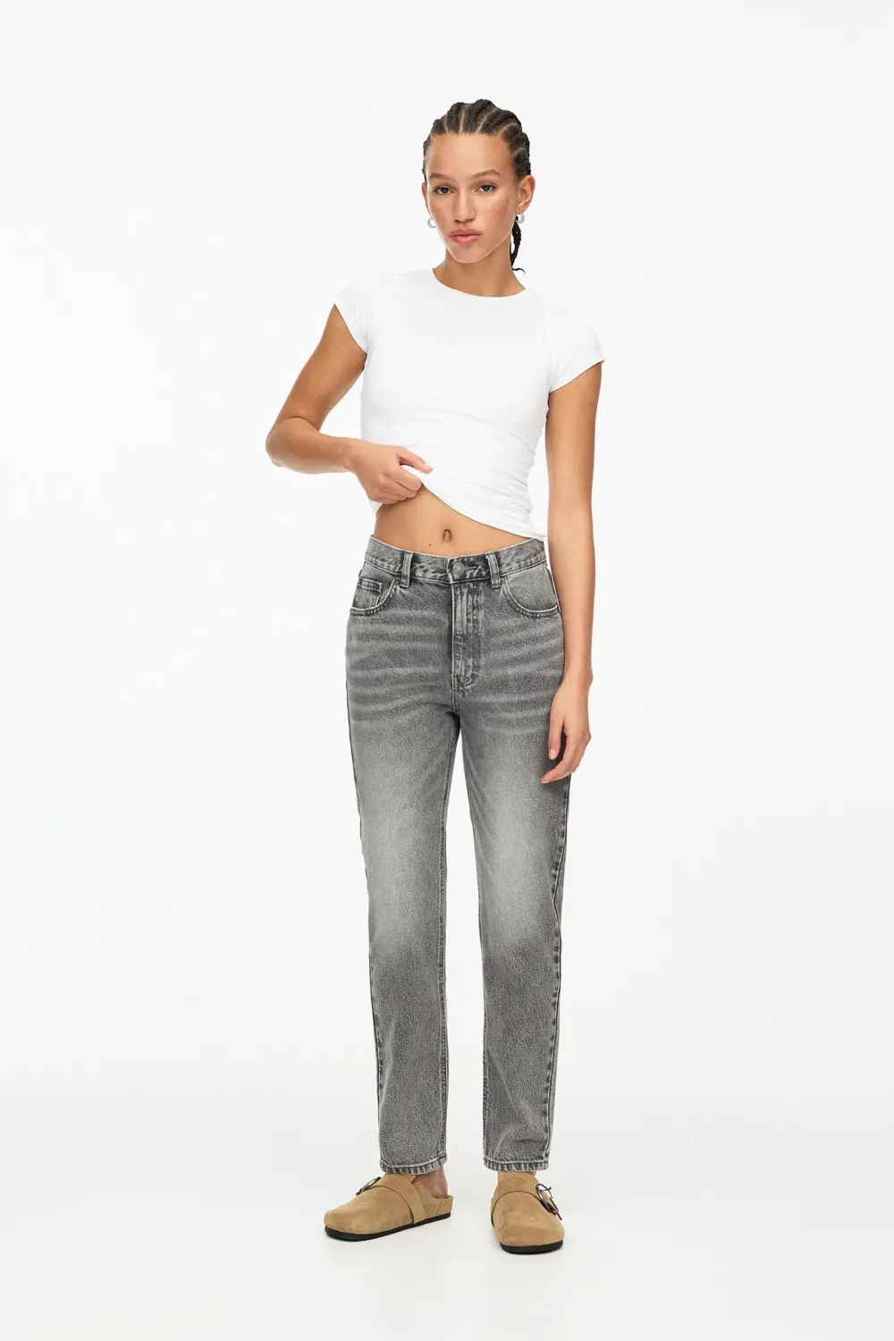Jeans mom tiro alto