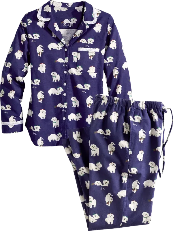Lanz Puppy Love Flannel Pajama Set